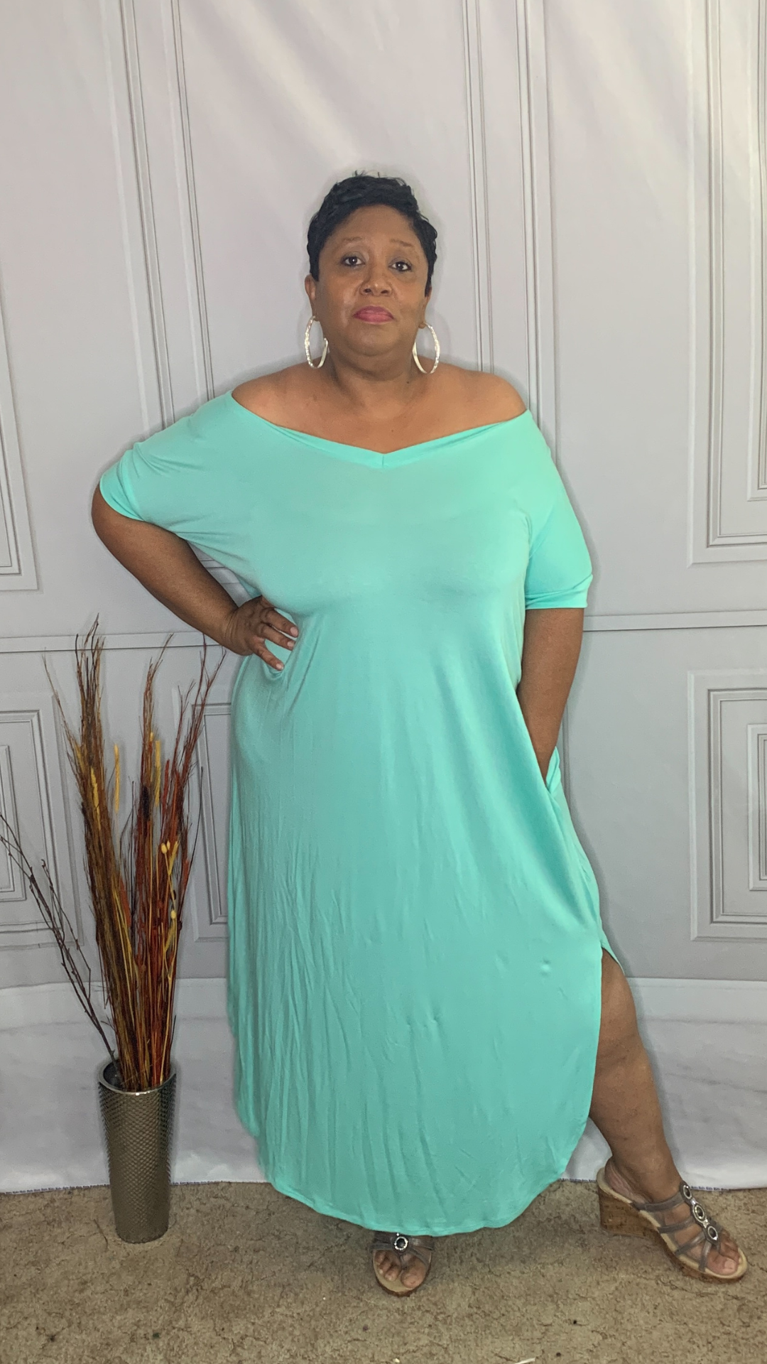 Brittney Plus Size Mint Maxi Dress