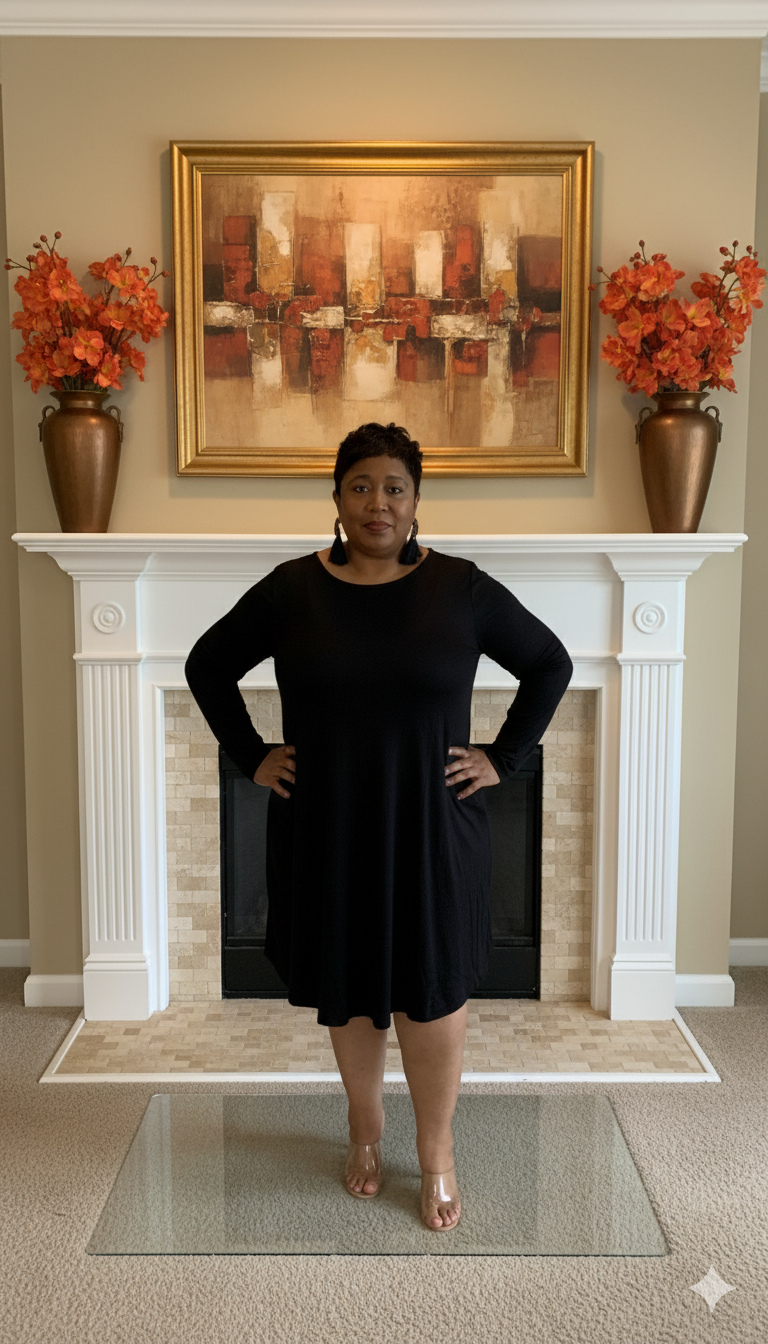Plus Size Black Pocket Dress
