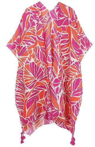 Plus size abstract pink kimono