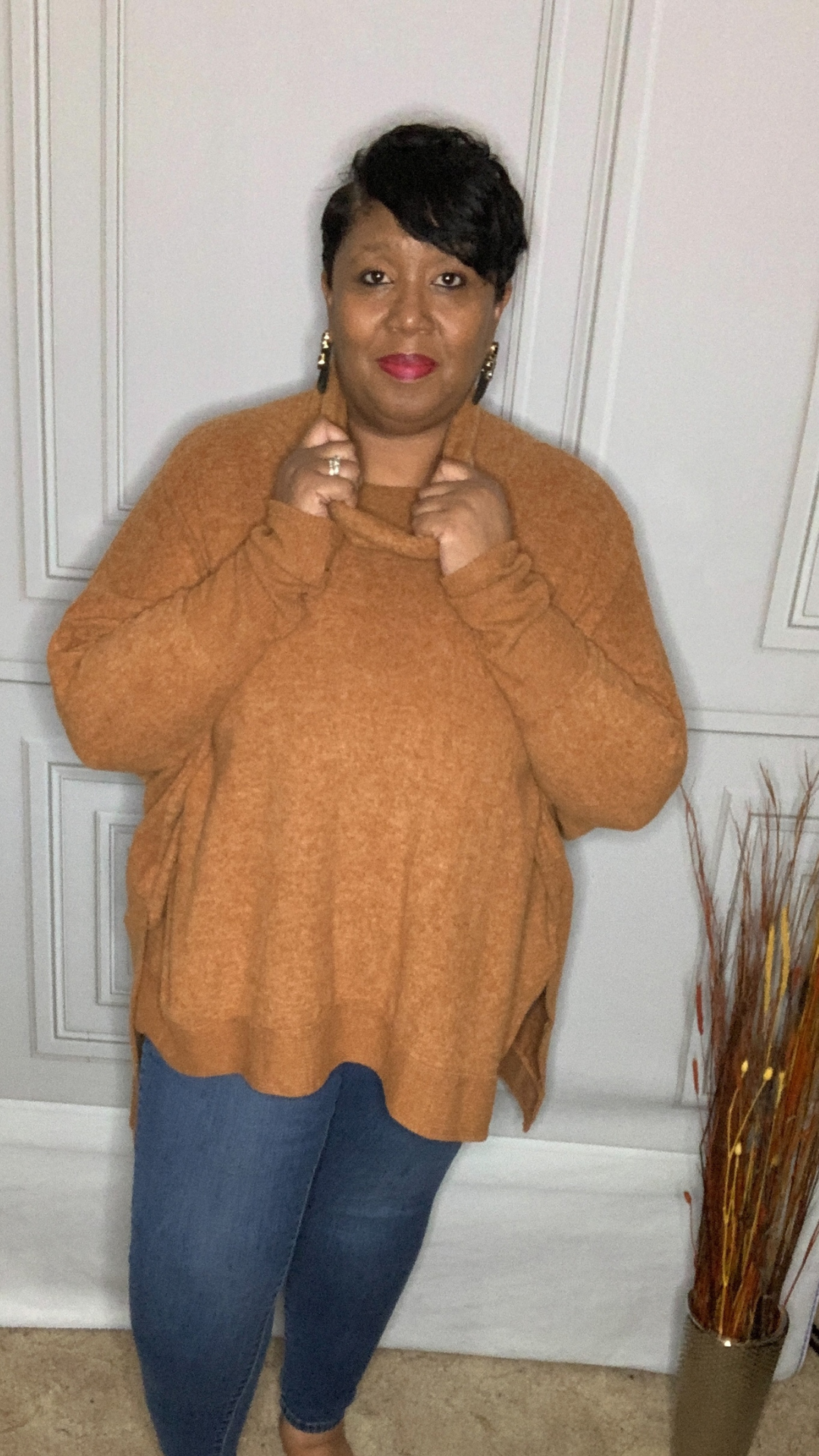 Plus Size Cowl Neck Poncho Sweater