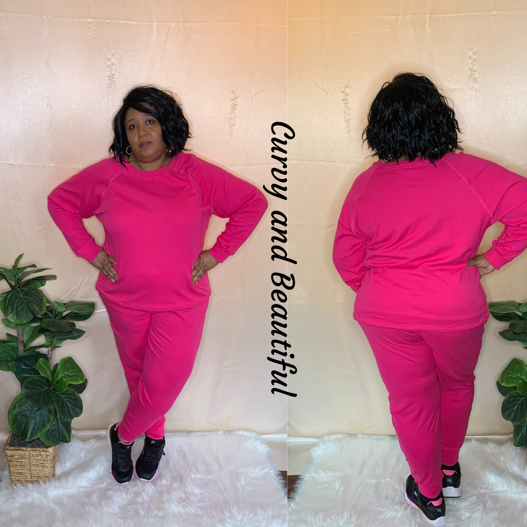 Plus Size Hot Pink Jogger Set – Curvy and Beautiful Boutique