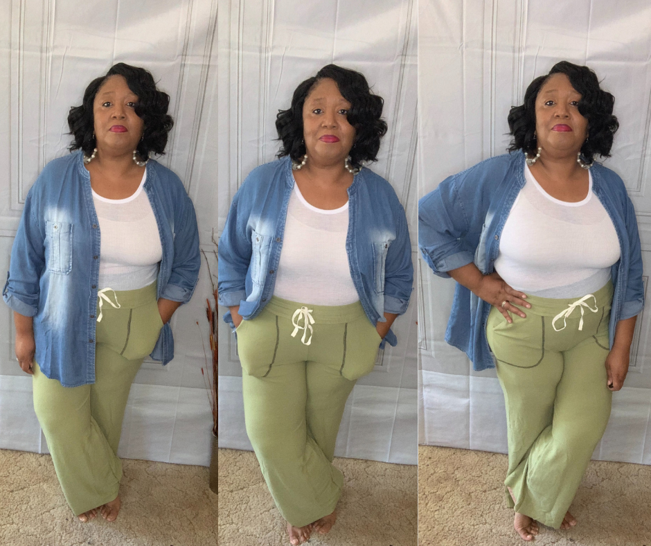 Plus Size Sage Wide Leg Pant (Sage)