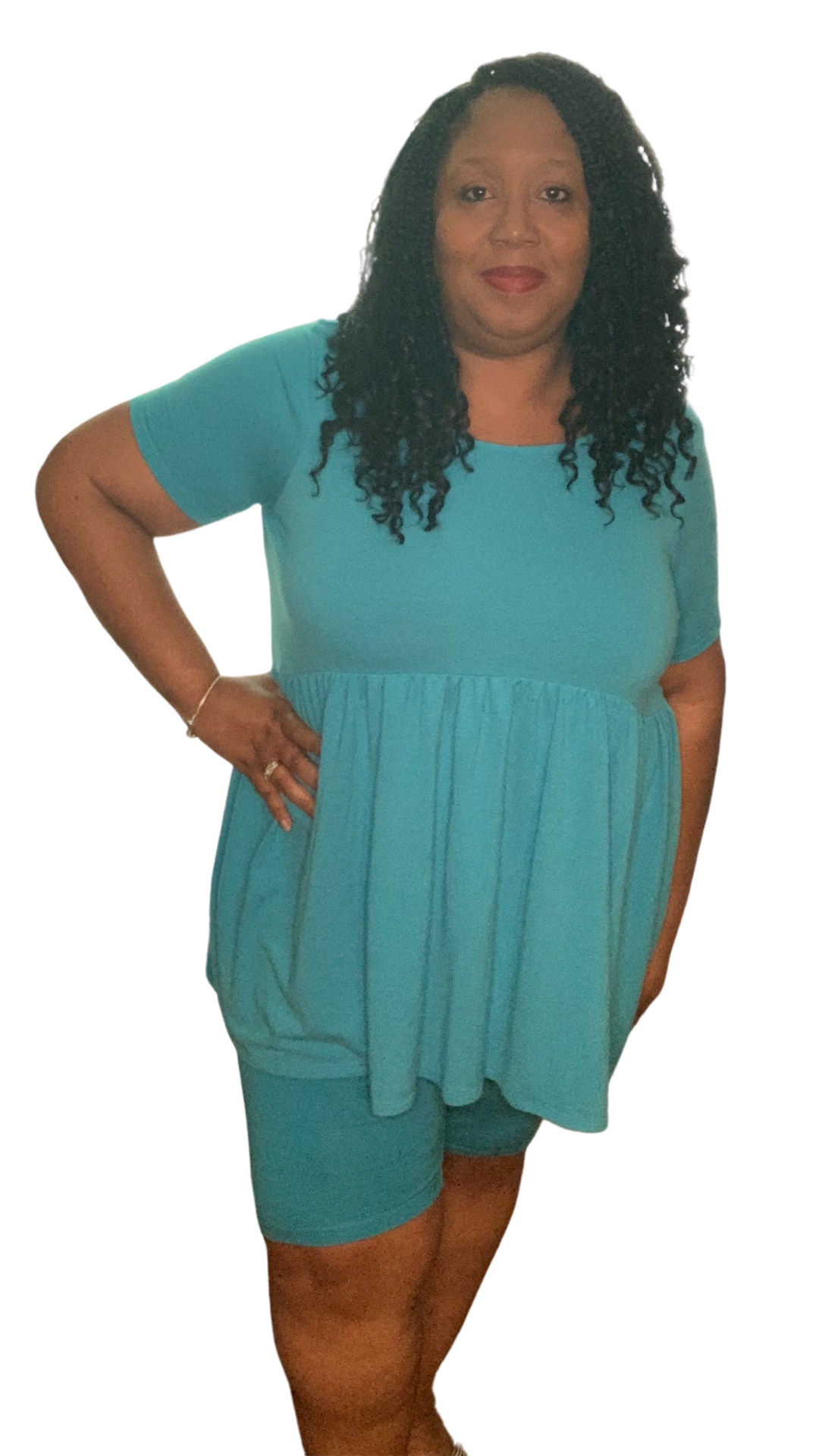 Babydoll Plus Size Biker Set (Ice Blue)