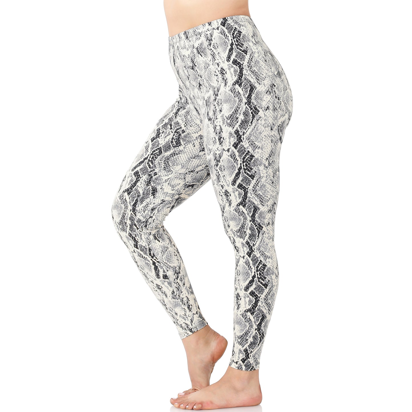 Black Microfiber Snakeskin Leggings freeshipping - Curvy and Beautiful Boutique