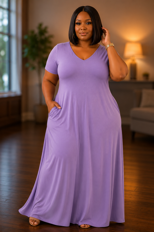 Plus Size Maxi Dress|Lavendar