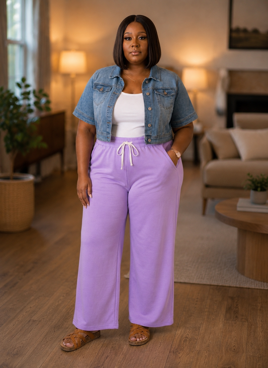 Plus Size Wide Leg  Pant|Lavender