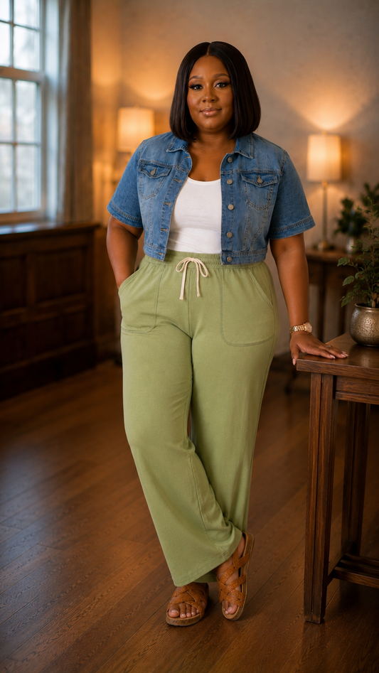 Plus Size Wide Leg Pant|Sage