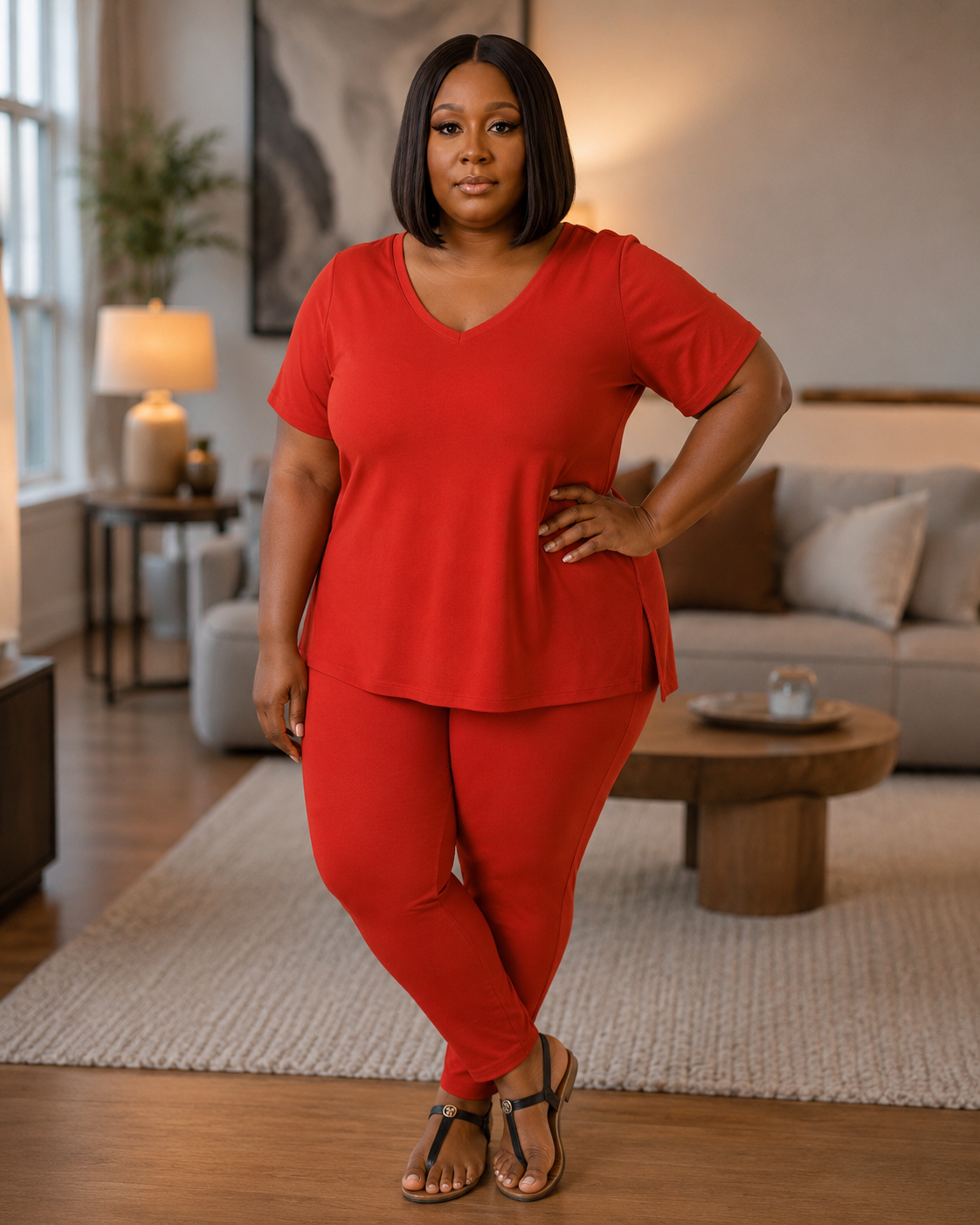 Plus Size Weekend Chill Set- Tomato