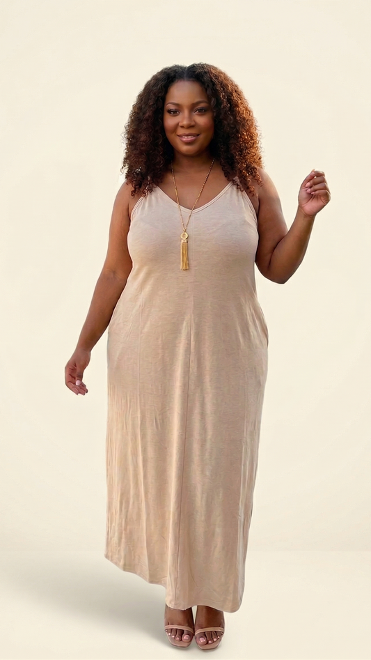 Plus Size Beige T-Shirt Dress