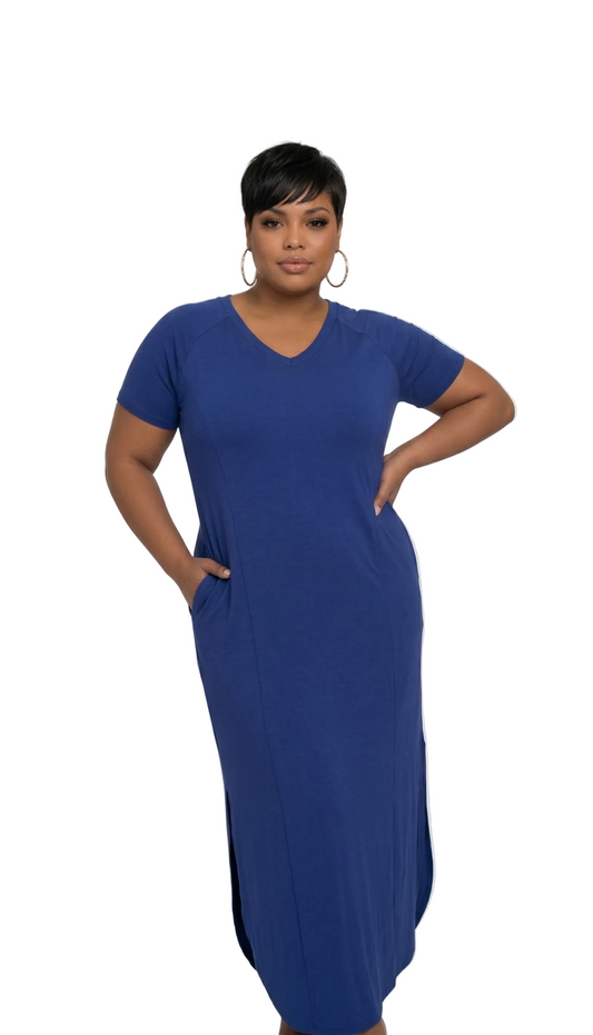 Plus Size Maxi Dress|Blue