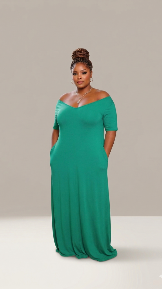 Plus Size Maxi Dress|Green