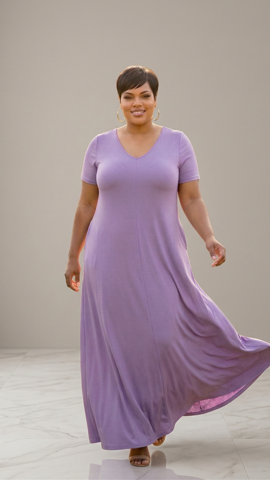 Plus Size Maxi Dress|Lavendar