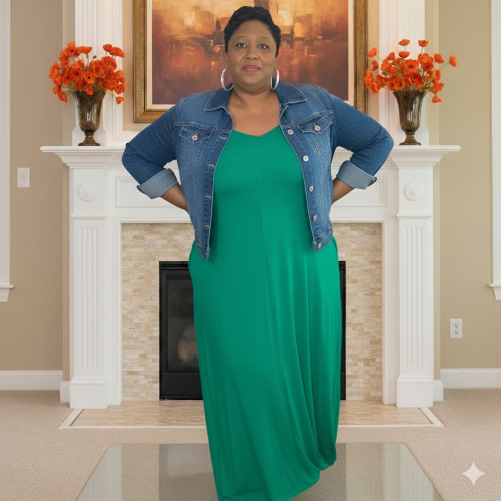 Plus Size Green Maxi Dress