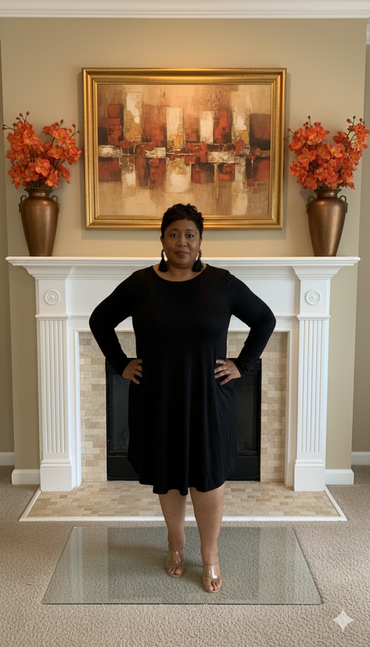 Plus Size Black Pocket Dress
