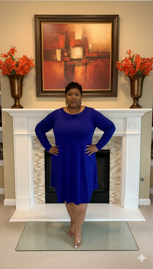 Plus Size Blue Pocket Dress