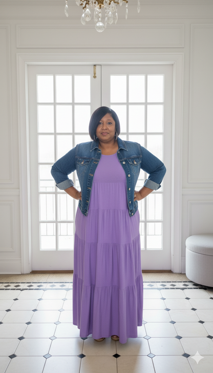 Plus Size Lavender Tiered Maxi Dress