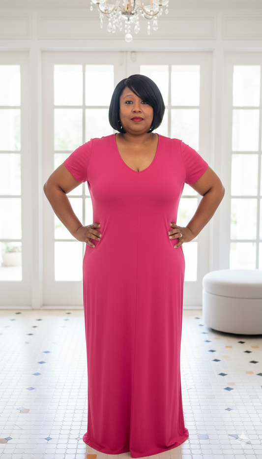 Plus Size Magenta Maxi Dress