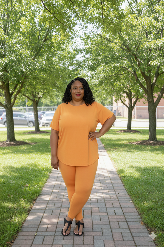 Plus Size Weekend Chill Set- Apricot