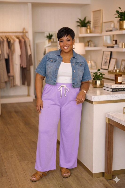 Plus Size Wide Leg  Pant|Lavender