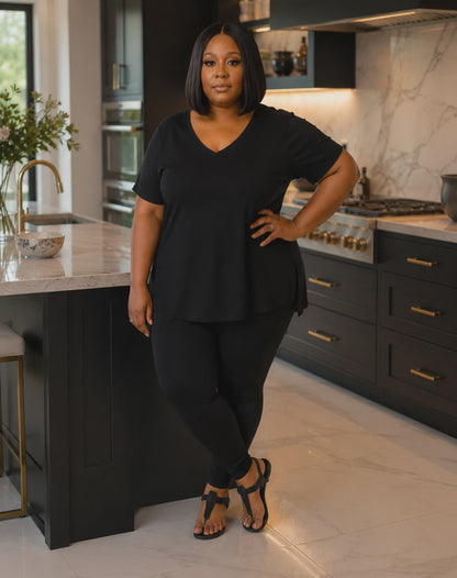 Plus Size Weekend Chill Set- Black