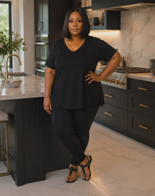 Plus Size Weekend Chill Set- Black
