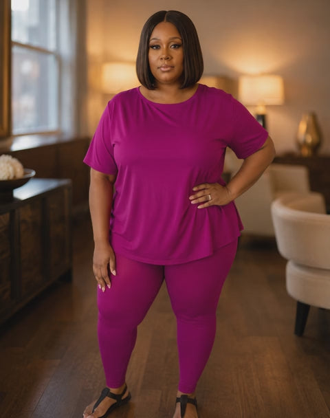 Plus Size Weekend Chill Set- Lt. Plum