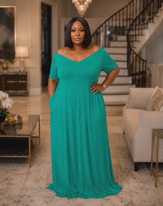 Plus Size Maxi Dress|Green