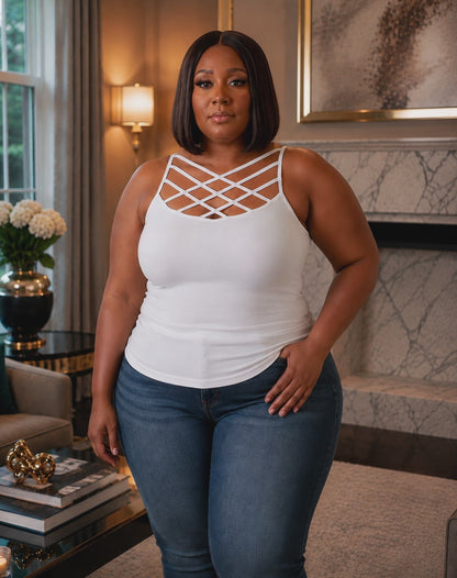 Plus Size Seamless Triple Criss-Cross Front Cami
