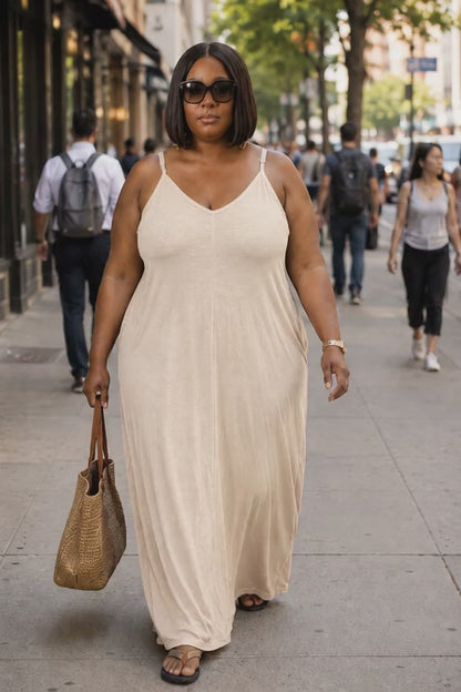 Plus Size Beige T-Shirt Dress