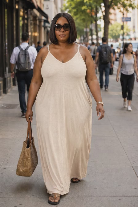 Plus Size Beige T-Shirt Dress
