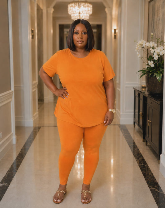 Plus Size Weekend Chill Set- Apricot