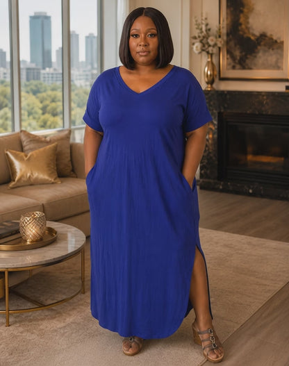 Plus Size Maxi Dress|Blue