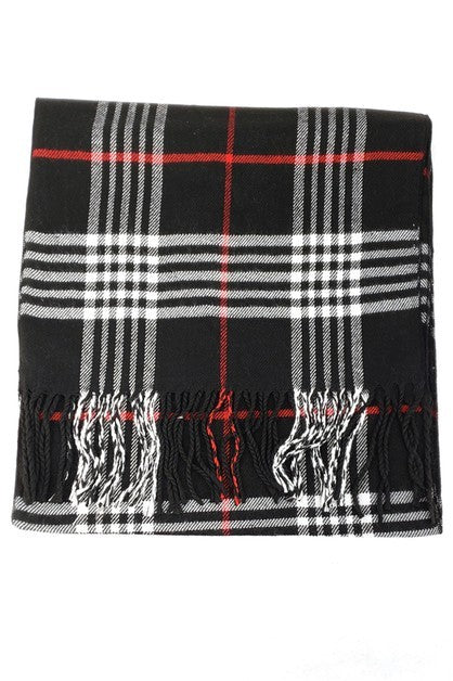 Soft Plaid Fringe Long Scarf (Two Colors) freeshipping - Curvy and Beautiful Boutique