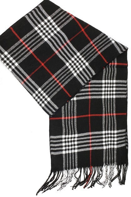 Soft Plaid Fringe Long Scarf (Two Colors) freeshipping - Curvy and Beautiful Boutique