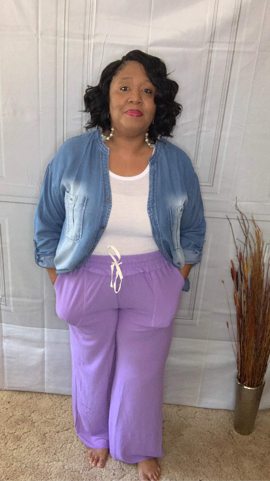 Plus Size Lavender Wide Leg Pant