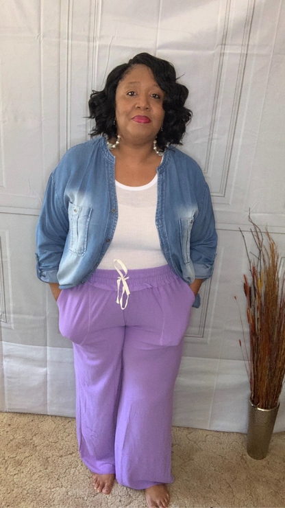 Plus Size Lavender Wide Leg  Pant