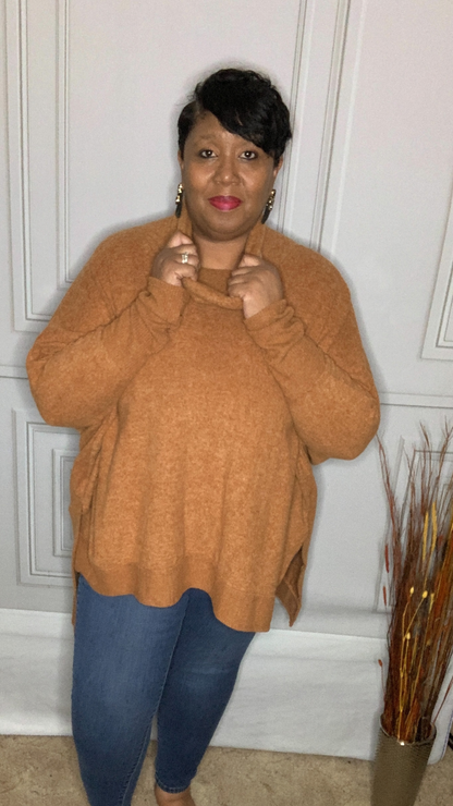 Plus Size Cowl Neck Poncho Sweater