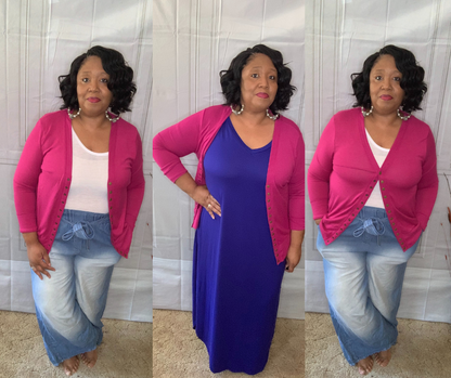 Plus Size Snap Button Cardigan
