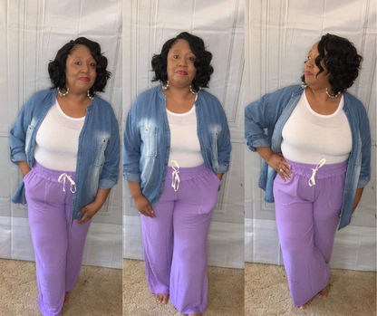 Plus Size Lavender Wide Leg  Pant