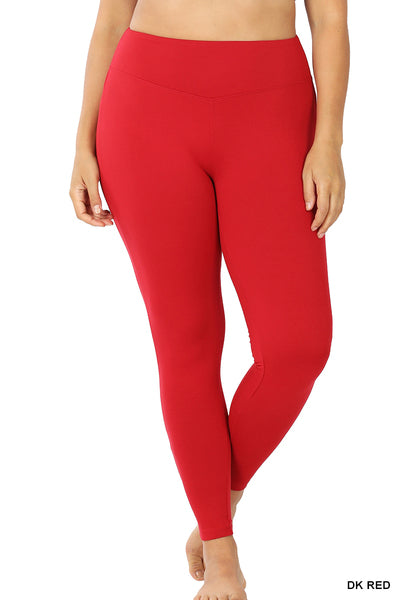 Plus Size Buttery Soft Wide Waistband Leggings  Red