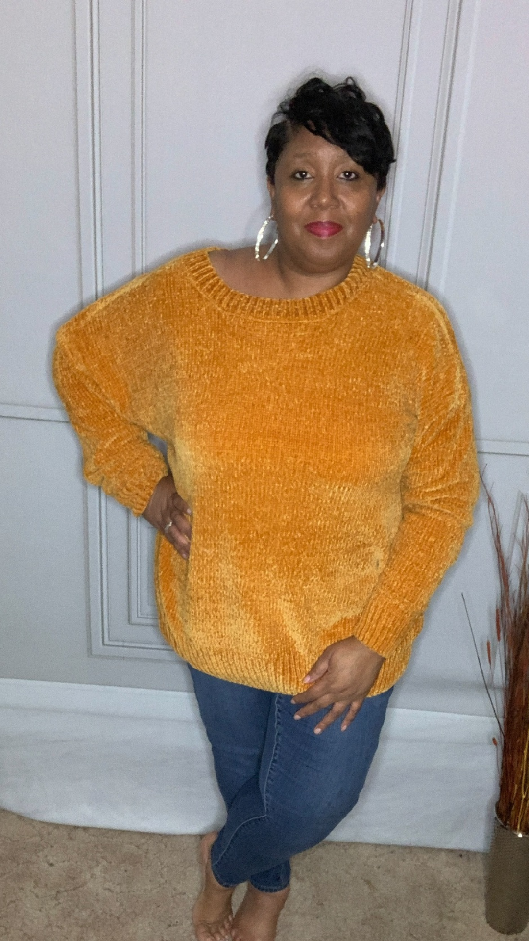 Plus Size Chenille Sweater (Desert Mustard)