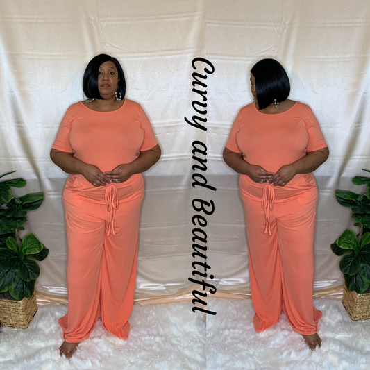 Plus Size Coral Wide Leg Jumpsuit