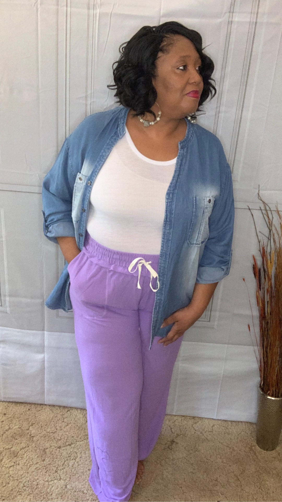 Plus Size Lavender Wide Leg  Pant