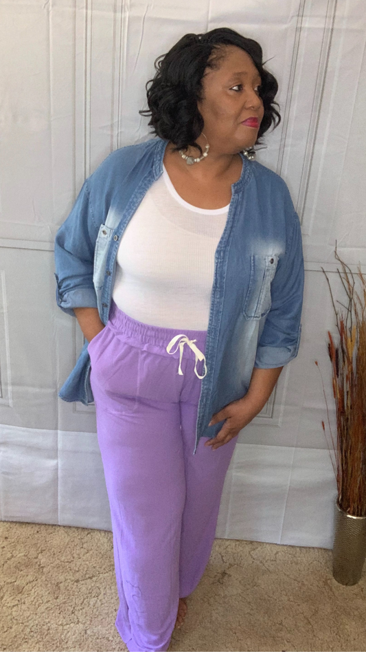 Plus Size Lavender Wide Leg  Pant