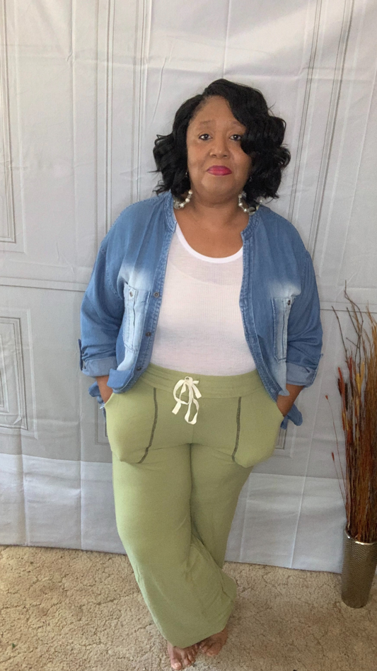 Plus Size Sage Wide Leg Pant (Sage)