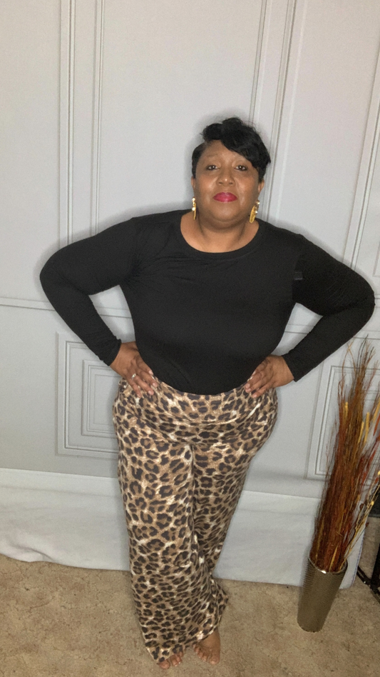 Plus Size Smocked Leopard Pant